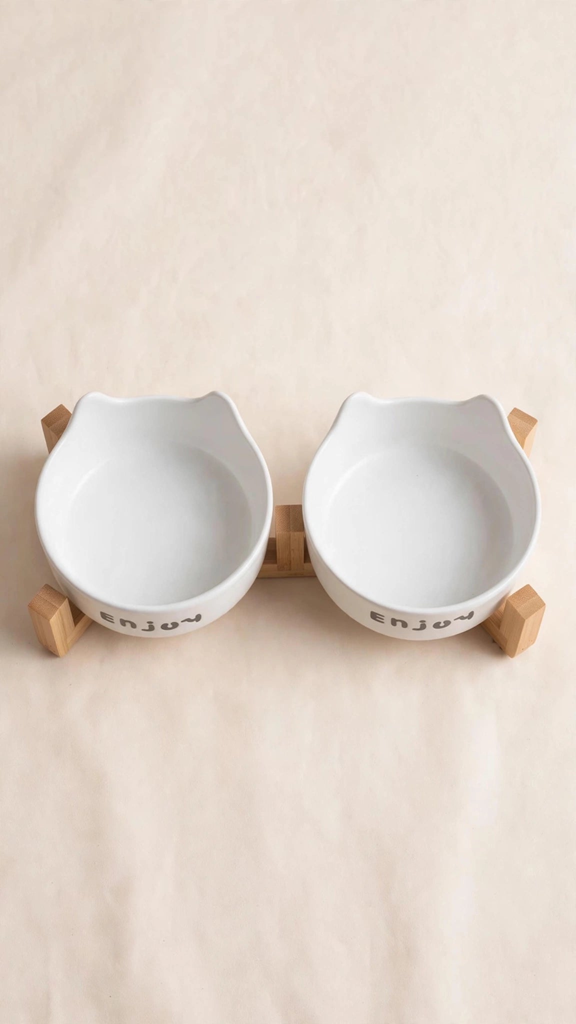 Non-Slip Double Ceramic Pet Bowl Set with Rack