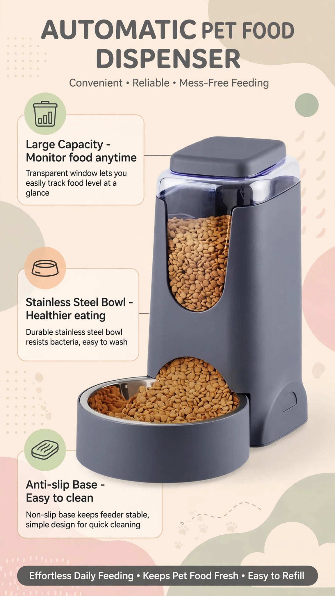 Large-Capacity Pet Feeder & Water Dispenser