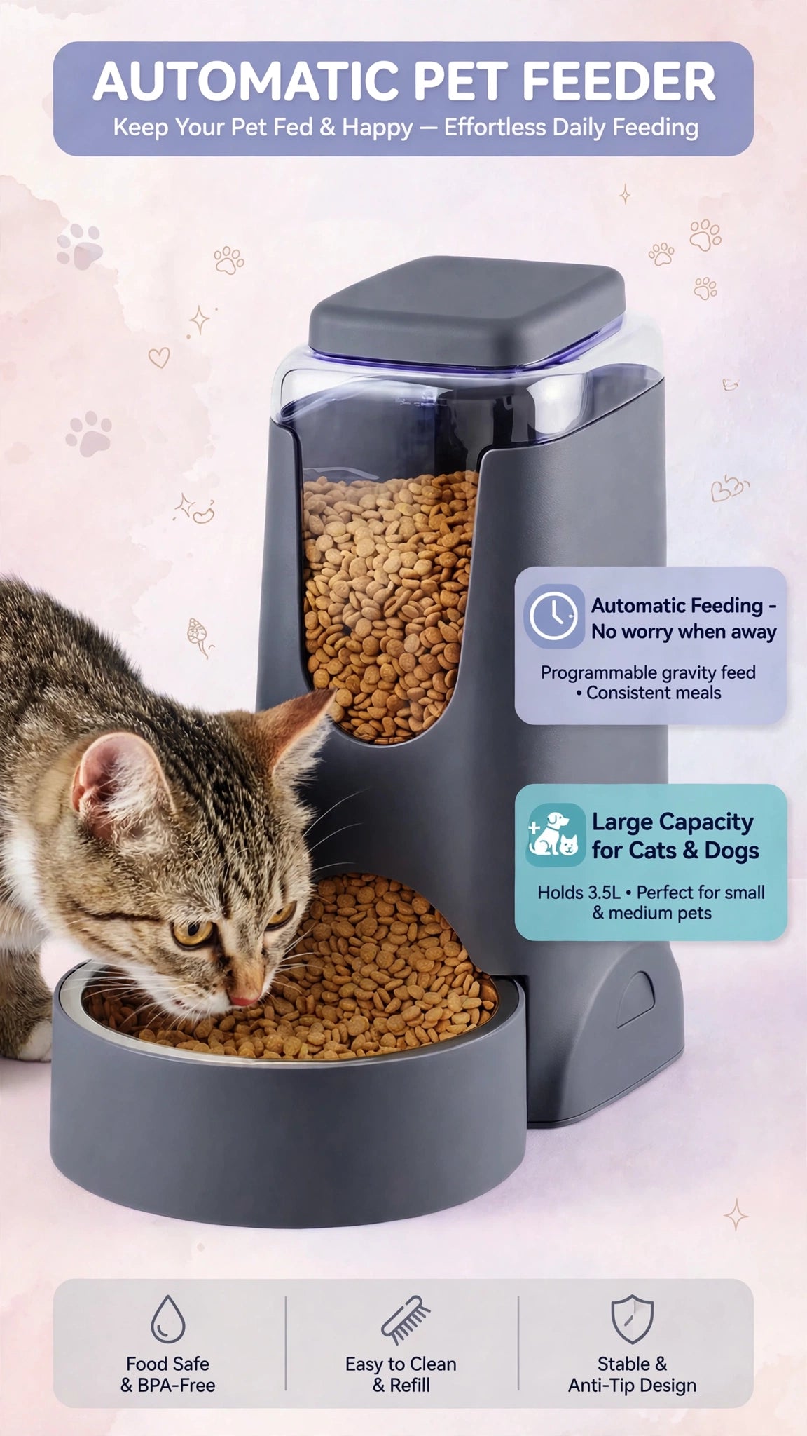 Large-Capacity Pet Feeder & Water Dispenser