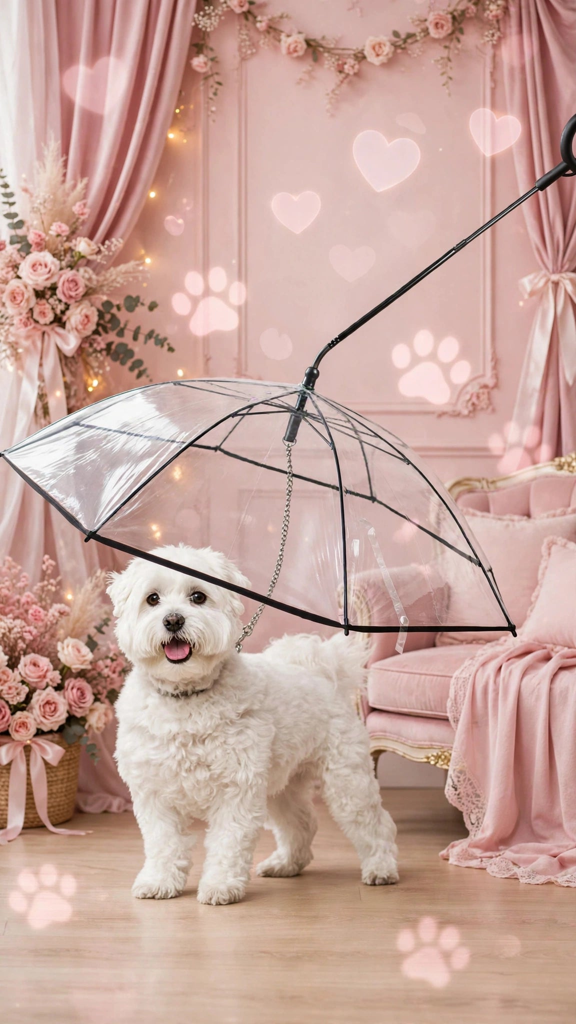 Foldable Dog Umbrella with Adjustable Angle & C-Shaped Handle