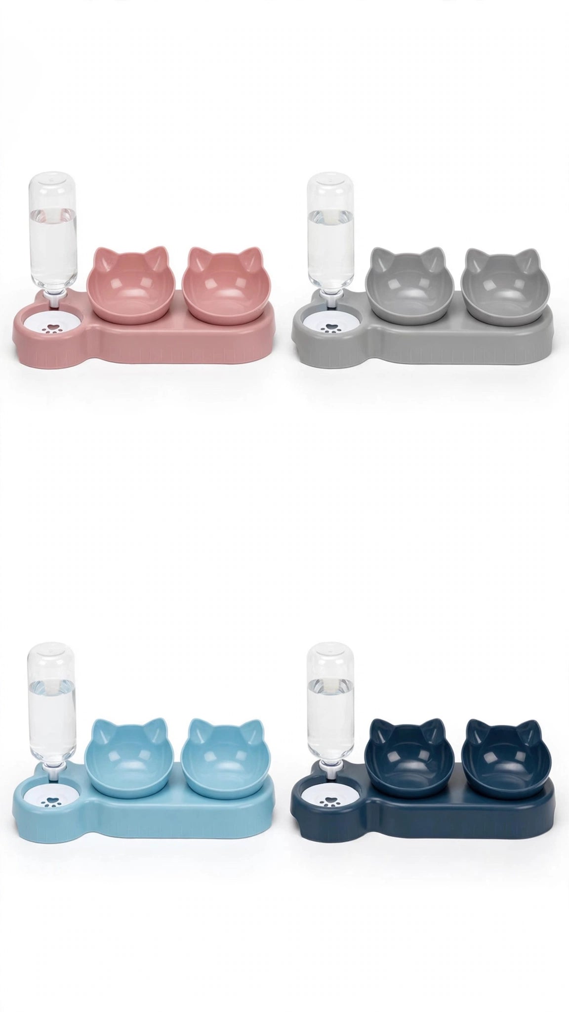 3-in-1 Raised Cat & Small Dog Bowl Set with Water Dispenser