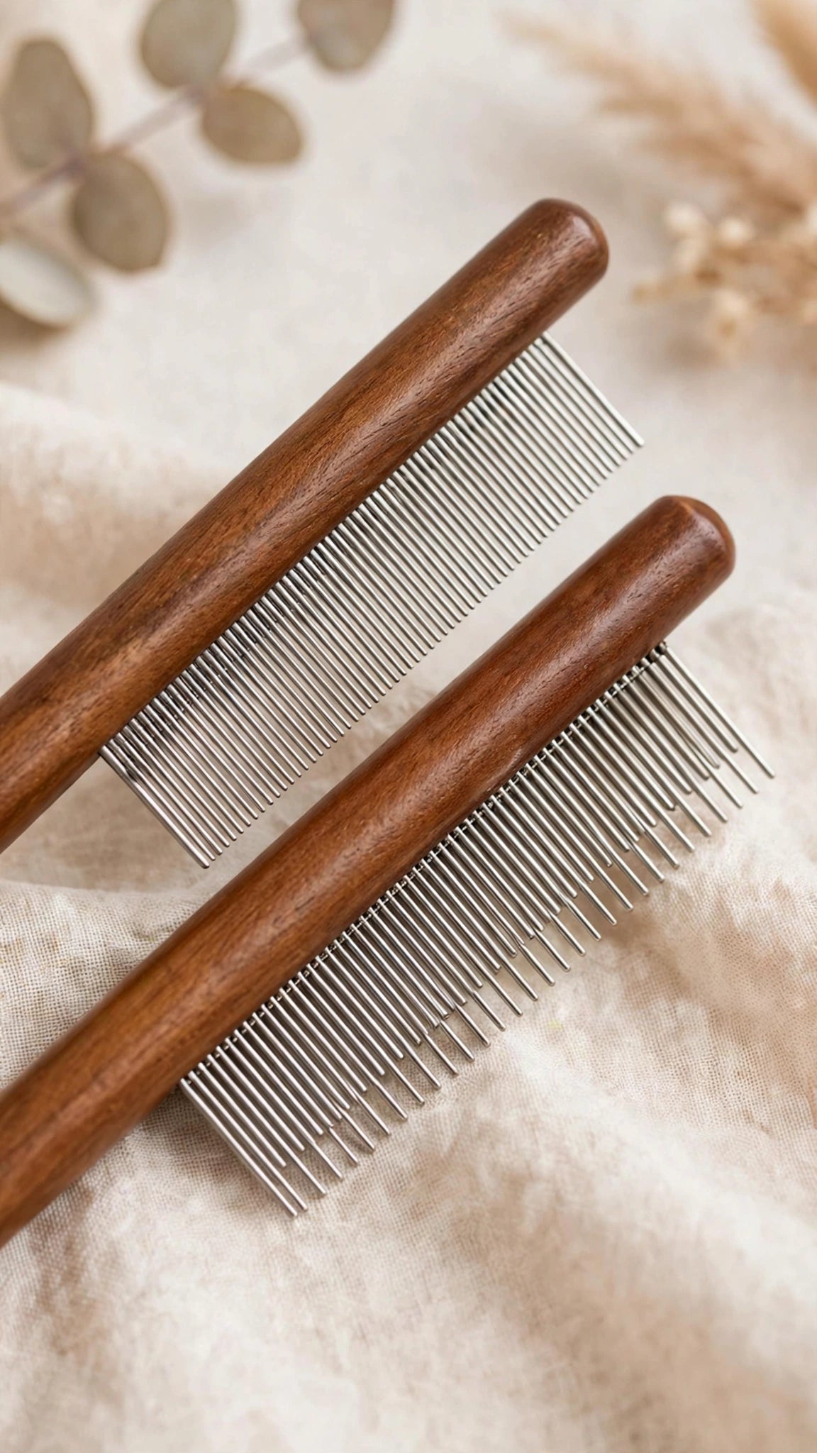 3-Piece Dog Grooming Brush Set with Wooden Handles – Deshedding & Dematting Pin Combs for Dogs and Cats