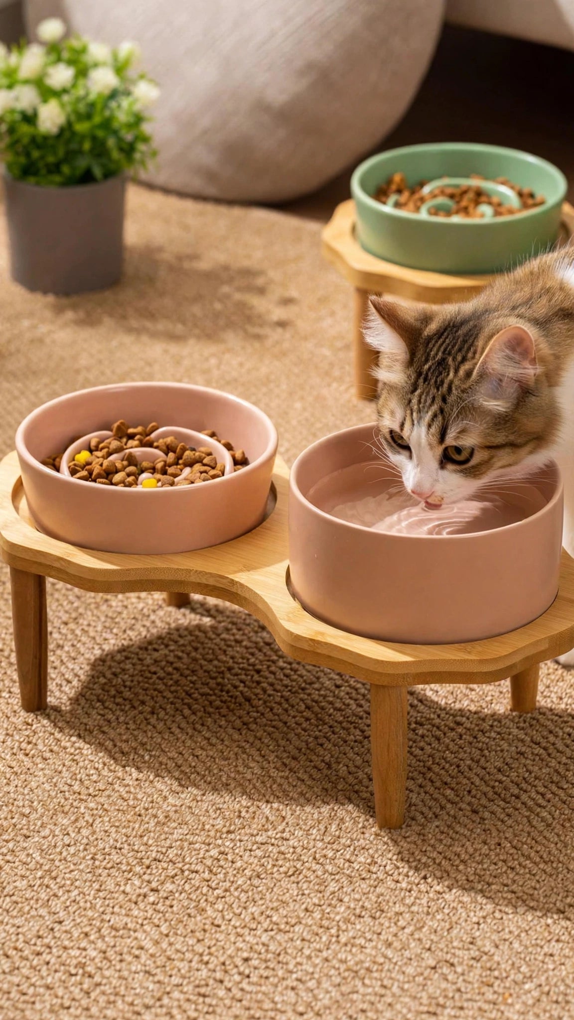 Ceramic Slow Feeder Bowl for Cats & Small Dogs