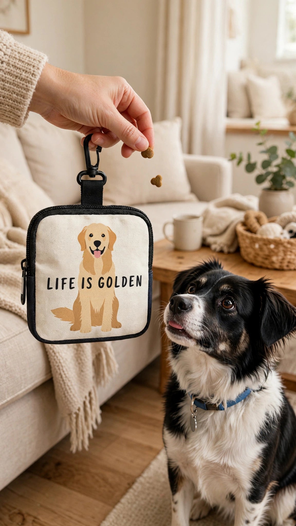 Life Is Golden Dog Walking Treat Bag with Clip