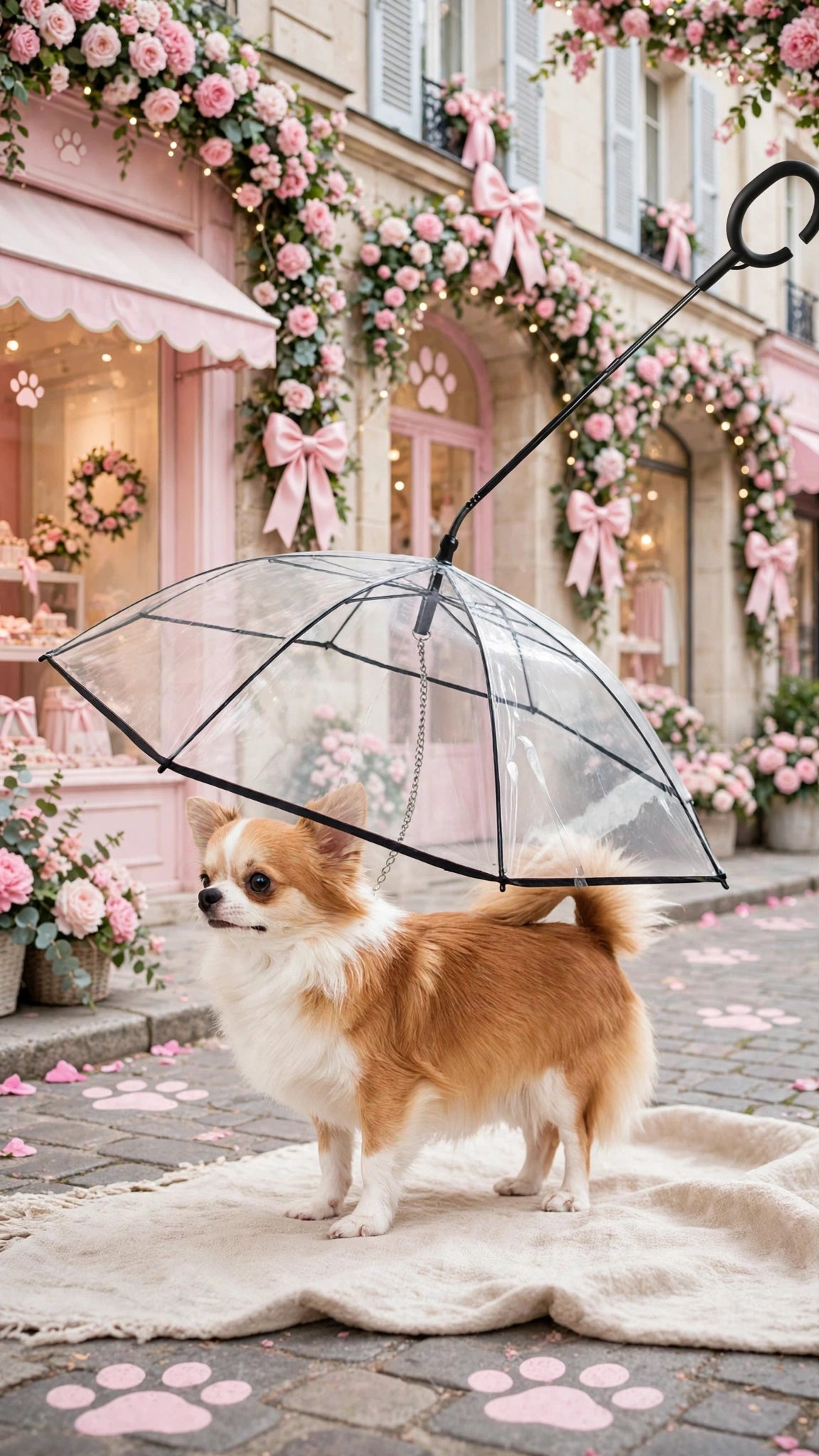 Foldable Dog Umbrella with Adjustable Angle & C-Shaped Handle