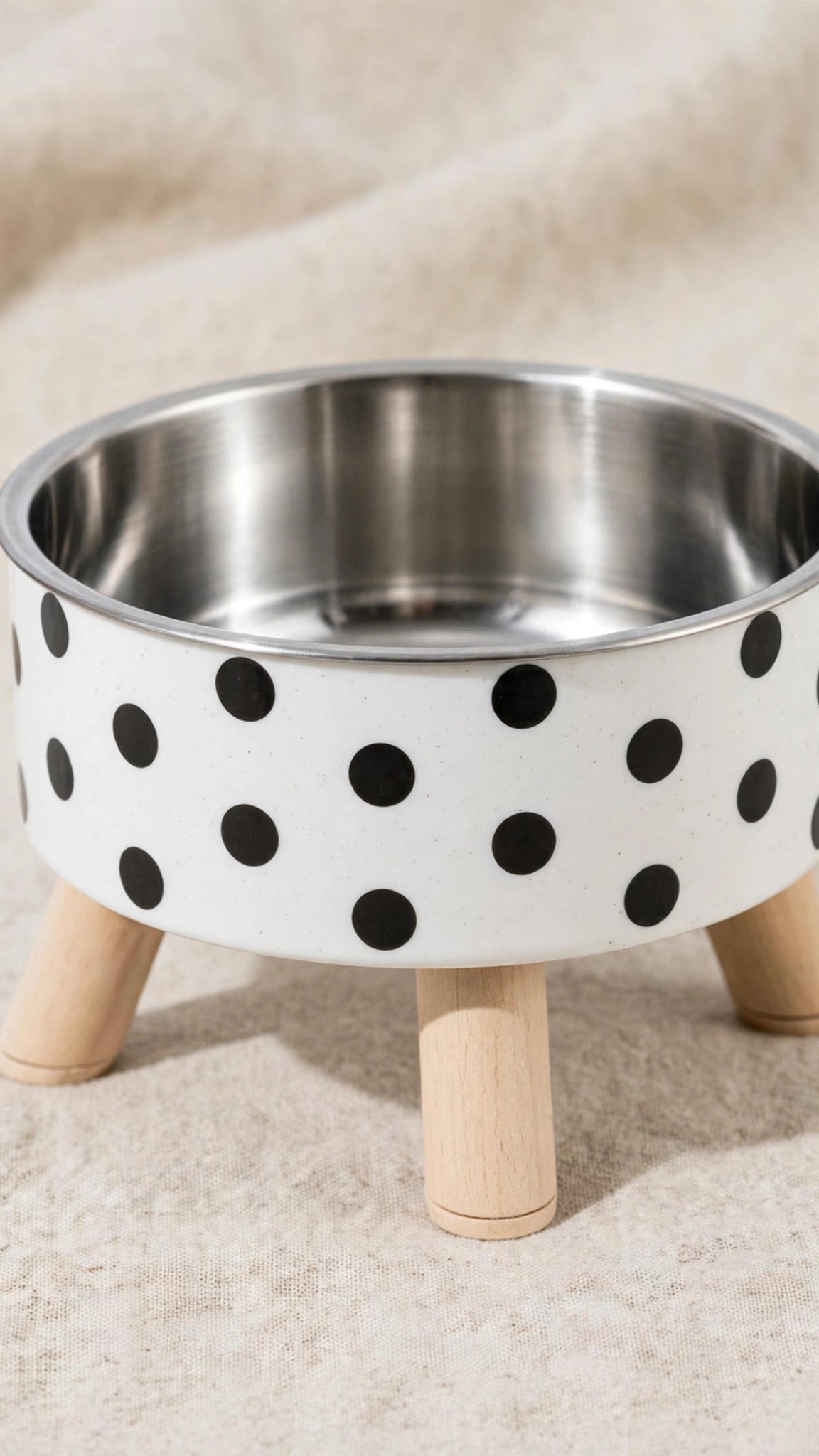 Polka Dot Pet Feeding Bowls, Stainless Steel Set of 2